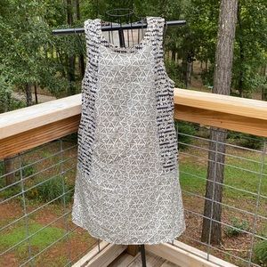 Skies Are Blue Contrast Pattern Shift Sleeveless Dress L Career Office